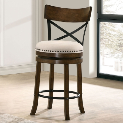 Clarence Oak 24" Swivel Barstool Model CM-BR1855A-24-2PK by Furniture of America