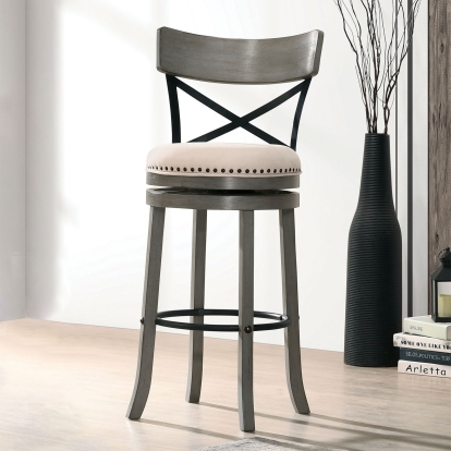 Clarence Light Gray 29" Swivel Barstool Model CM-BR1855LG-29-2PK by Furniture of America