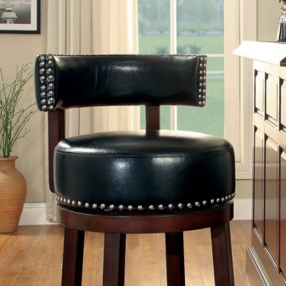 Furniture of America Shirley Transitional Leatherette Solid with Wood Dark Oak-Black 25" Bar Stool (2-Box) Model CM-BR6251BK-24-2PK
