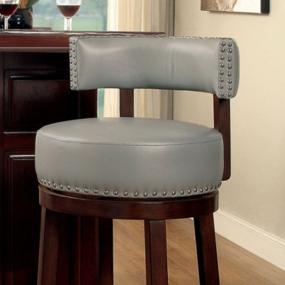 Furniture of America Shirley Transitional Leatherette Solid with Wood Dark Oak-Gray 30" Bar Stool (2-Box) Model CM-BR6251GY-29-2PK