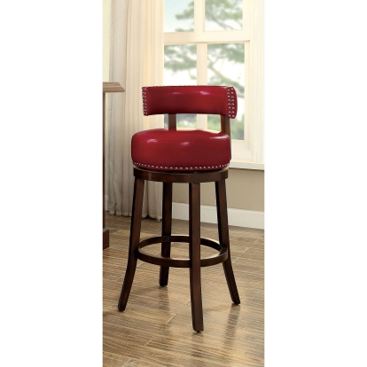 Shirley Dark Oak/Red 24" Bar Stool Model CM-BR6251RD-24-2PK by Furniture of America
