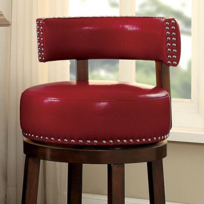 Furniture of America Shirley Transitional Leatherette Solid with Wood Dark Oak-Red 30" Bar Stool (2-Box) Model CM-BR6251RD-29-2PK