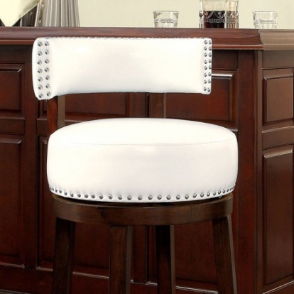 Furniture of America Shirley Transitional Leatherette with Wood Dark Oak-White 30" Bar Stool (2-Box) Model CM-BR6251WH-29-2PK