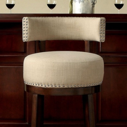 Furniture Of America Lynsey Transitional Fabric, Solid Wood, Others Dark Oak/Beige 25" Bar Stool (2/Box) | CM-BR6252BG-24-2PK