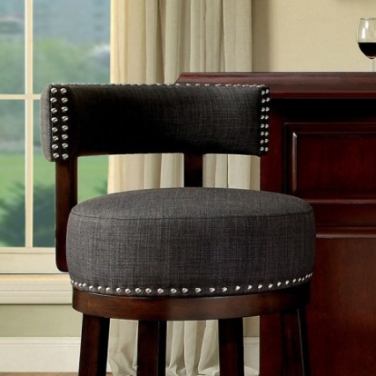 Furniture of America Lynsey Transitional Fabric Solid with Wood Dark Oak-Gray 30" Bar Stool (2-Box) Model CM-BR6252GY-29-2PK