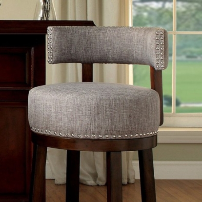 Furniture Of America Lynsey Transitional Fabric, Solid Wood, Others Dark Oak/Light Gray 25" Bar Stool (2/Box) | CM-BR6252LG-24-2PK