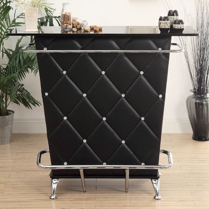 Fuero Black/Chrome Bar Table (K/D) Model CM-BT6464BK by Furniture of America