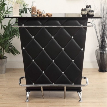 Furniture of America Fuero Contemporary Leatherette Metal Black-Chrome Bar Table Model CM-BT6464BK