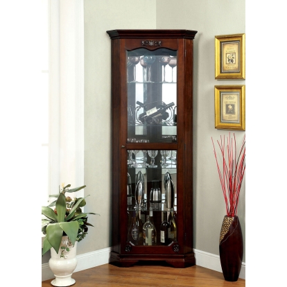 Ortley Walnut Curio Model CM-CR133 by Furniture of America