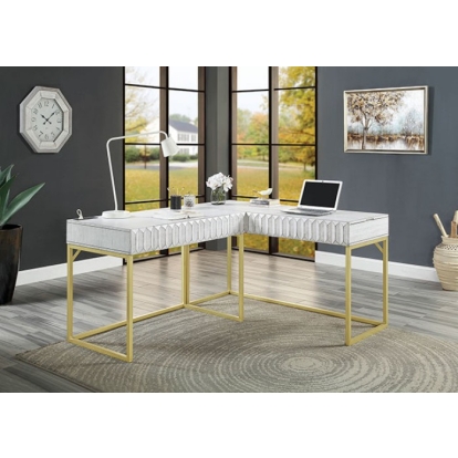Freiburg Antique White Corner Desk Model CM-DK406WH-PK by Furniture of America