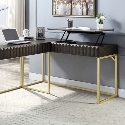 Freiburg Walnut Corner Desk Model CM-DK406WN-PK by Furniture of America