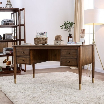 Furniture of America Reliance Transitional Metal with Wood Veneer Antique Oak Desk Model CM-DK5056