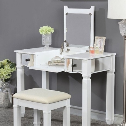 Furniture of America Jaylynn Transitional Mirror Solid with Wood Veneer White Vanity Set Model CM-DK5235