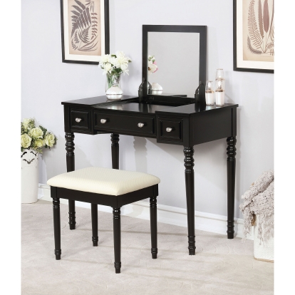 Baylee Black Vanity with Stool Model CM-DK5237 by Furniture of America