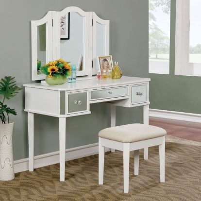Clarisse White Vanity with Stool Model CM-DK6148WH by Furniture of America