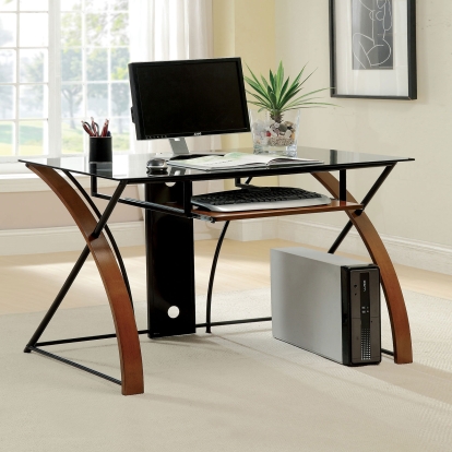 Baden Oak/Black Computer Desk Model CM-DK6216 by Furniture of America