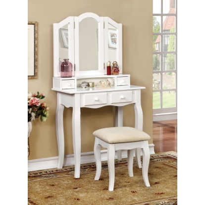 Janelle White Vanity with Stool Model CM-DK6846WH by Furniture of America