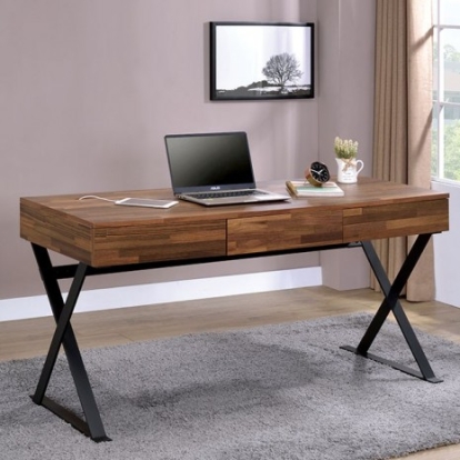 Furniture Of America Tensed Industrial Metal, Wood, Wood Veneer, Others Black Desk | CM-DK807