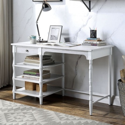Furniture of America Moers Transitional Metal Paper Veneer White Desk Model CM-DK927