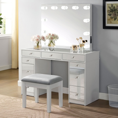 Margret White/Gray Vanity Set Model CM-DK928-PK by Furniture of America