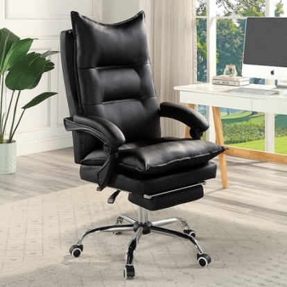 Furniture of America Perce Contemporary Leatherette Metal Black Office Chair Model CM-FC668BK-RECLINED
