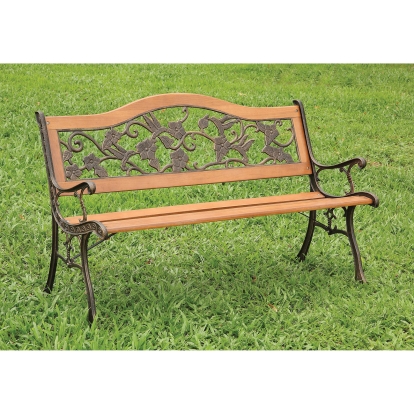 Alba Antique Oak/Black Patio Wooden Bench Model CM-OB1806 by Furniture of America