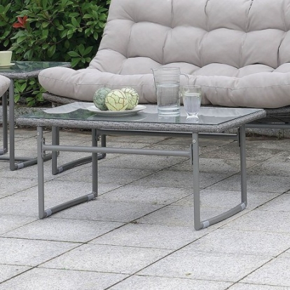 Furniture of America Amya Contemporary Aluminum Glass Gray Coffee Table Model CM-OC2134-C