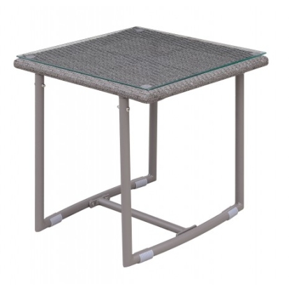 Furniture of America Amya Contemporary Aluminum Glass Gray End Table Model CM-OC2134-E