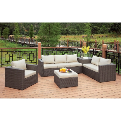 Davina Brown/Beige Patio 3 Piece Set Storage Model CM-OS1818-SET by Furniture of America