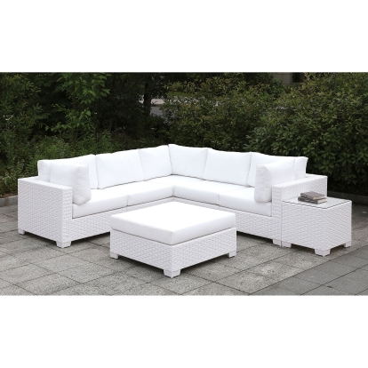 Somani White Wicker/White Cushion Daybed Model CM-OS2128WH-SET5 by Furniture of America