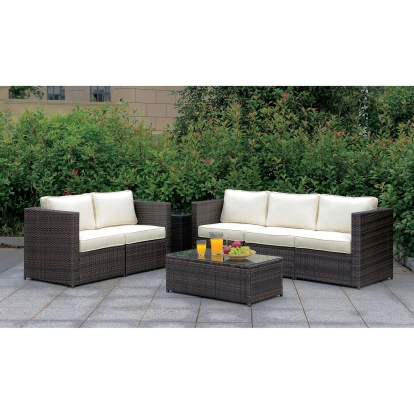 Ilona Brown/Beige Sofa -2 Chairs with Coffee Table Model CM-OS2136-SET11 by Furniture of America