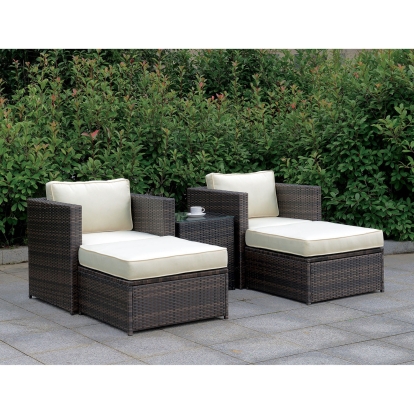Ilona Brown/Beige 2 Chairs with 2 Ottomans with End Table Model CM-OS2136-SET12 by Furniture of America