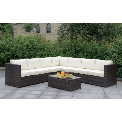 Ilona Brown/Beige L-Sectional with Coffee Table Model CM-OS2136-SET3 by Furniture of America