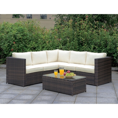 Ilona Brown/Beige L-Sectional with Coffee Table Model CM-OS2136-SET9 by Furniture of America
