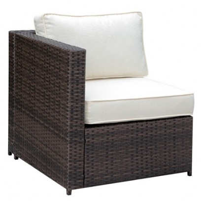 Furniture of America Ilona Contemporary Aluminum Faux Rattan Polyester Canvas Brown-Beige Left Arm Chair Model CM-OS2136-A