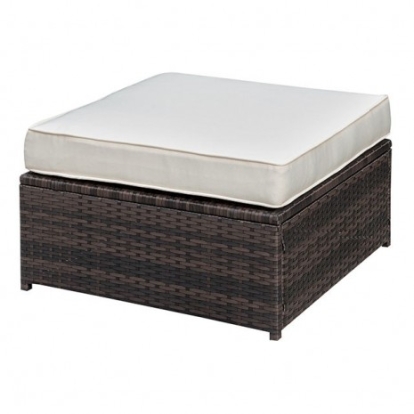 Furniture of America Ilona Contemporary Aluminum Faux Rattan Polyester Canvas Brown-Beige Ottoman Model CM-OS2136-E