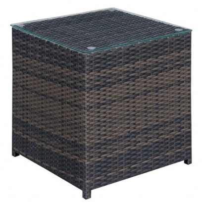 Furniture of America Ilona Contemporary Aluminum Faux Rattan Polyester Canvas Brown-Beige End Table Model CM-OS2136-G
