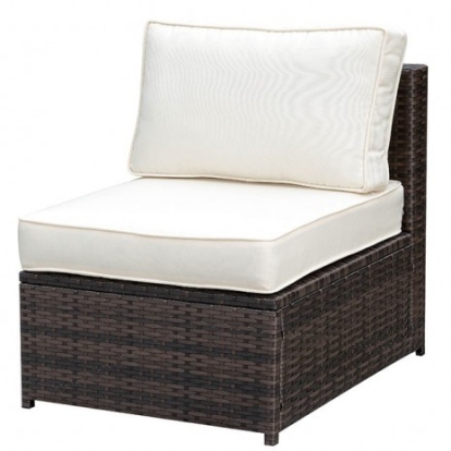 Furniture of America Ilona Contemporary Aluminum Faux Rattan Polyester Canvas Brown-Beige Armless Chair Model CM-OS2136-H