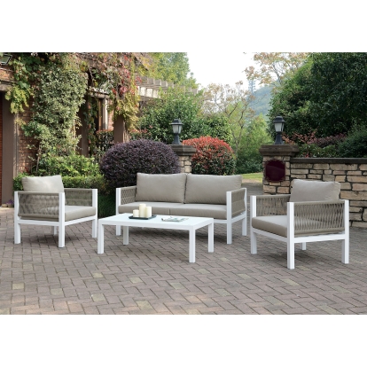Mazie White/Light Taupe 3 Piece Patio Set Model CM-OS2137 by Furniture of America