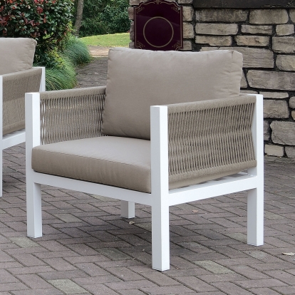 Sasha White/Light Taupe Arm Chair with Cushion Model CM-OS2138-CH by Furniture of America