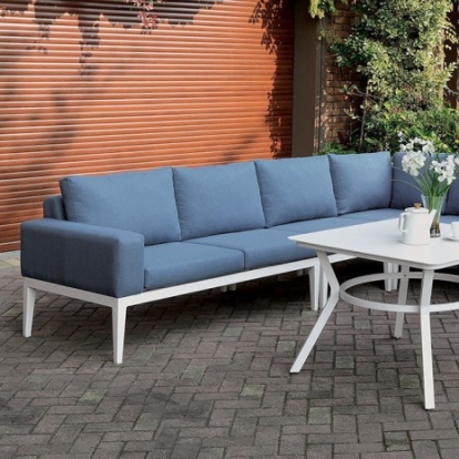 Furniture Of America Sharon Contemporary Fabric, Metal, Others White/Blue Sectional | CM-OS2139-SECT