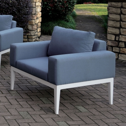 Sharon White/Blue Arm Chair with Cushion Model CM-OS2139-CH by Furniture of America