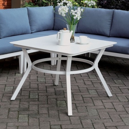 Furniture of America Sharon Contemporary Metal White Patio Table Model CM-OS2139-T