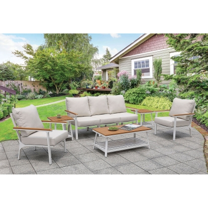 Anishan Slat Back Chairs 6 Piece Patio Set Model CM-OS2502-SET by Furniture of America