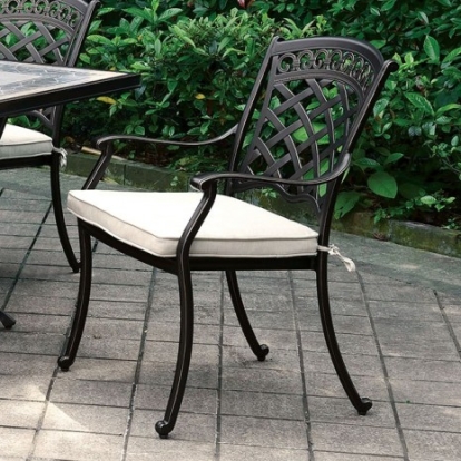 Furniture of America Charissa Transitional Aluminum Fabric Antique Black-Beige Arm Chair (2-Box) Model CM-OT2125-AC-2PK