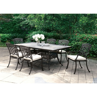 Charissa Antique Black Table with 6 Arm Chairs Model CM-OT2125-T-7PC by Furniture of America