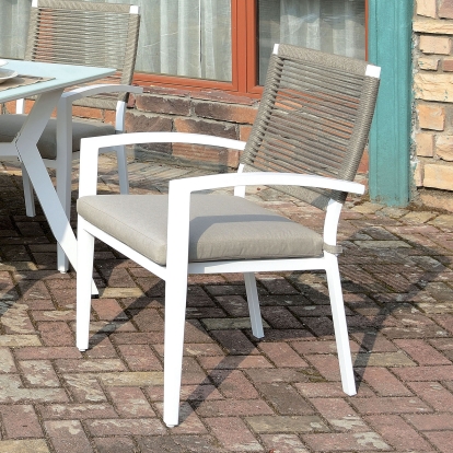 Arisha White/Light Taupe Arm Chair with Cushion Model CM-OT2140AC-6PK by Furniture of America