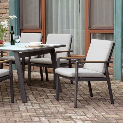 Furniture of America Alycia Transitional Metal White-Gray Patio Table Model CM-OT2141T-TABLE
