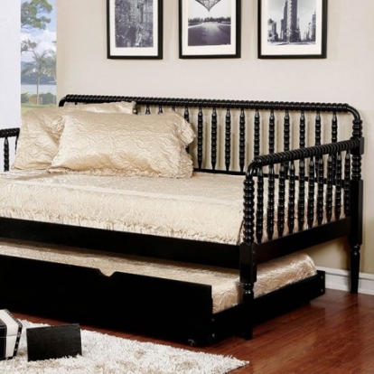 Furniture of America Linda Traditional Solid with Wood Veneer Black Twin Daybed Model CM1741BK-BED