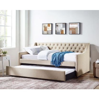 Emmy Transitional Beige Twin Daybed with Trundle Model CM1746T-BED by Furniture of America
